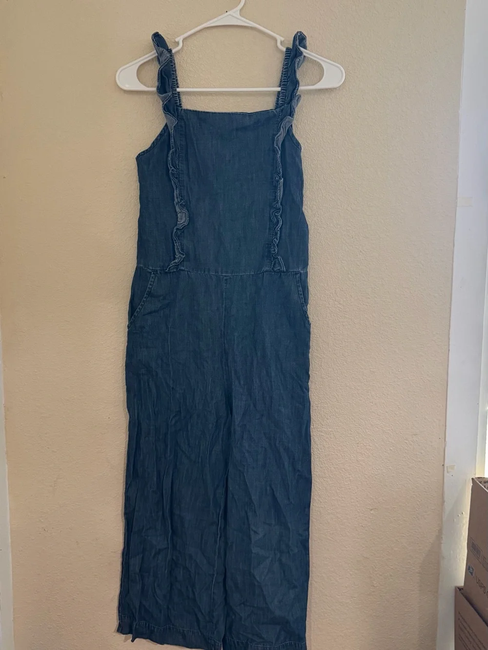 GAP Kids Denim Romper with Elastic Waistband - Blue